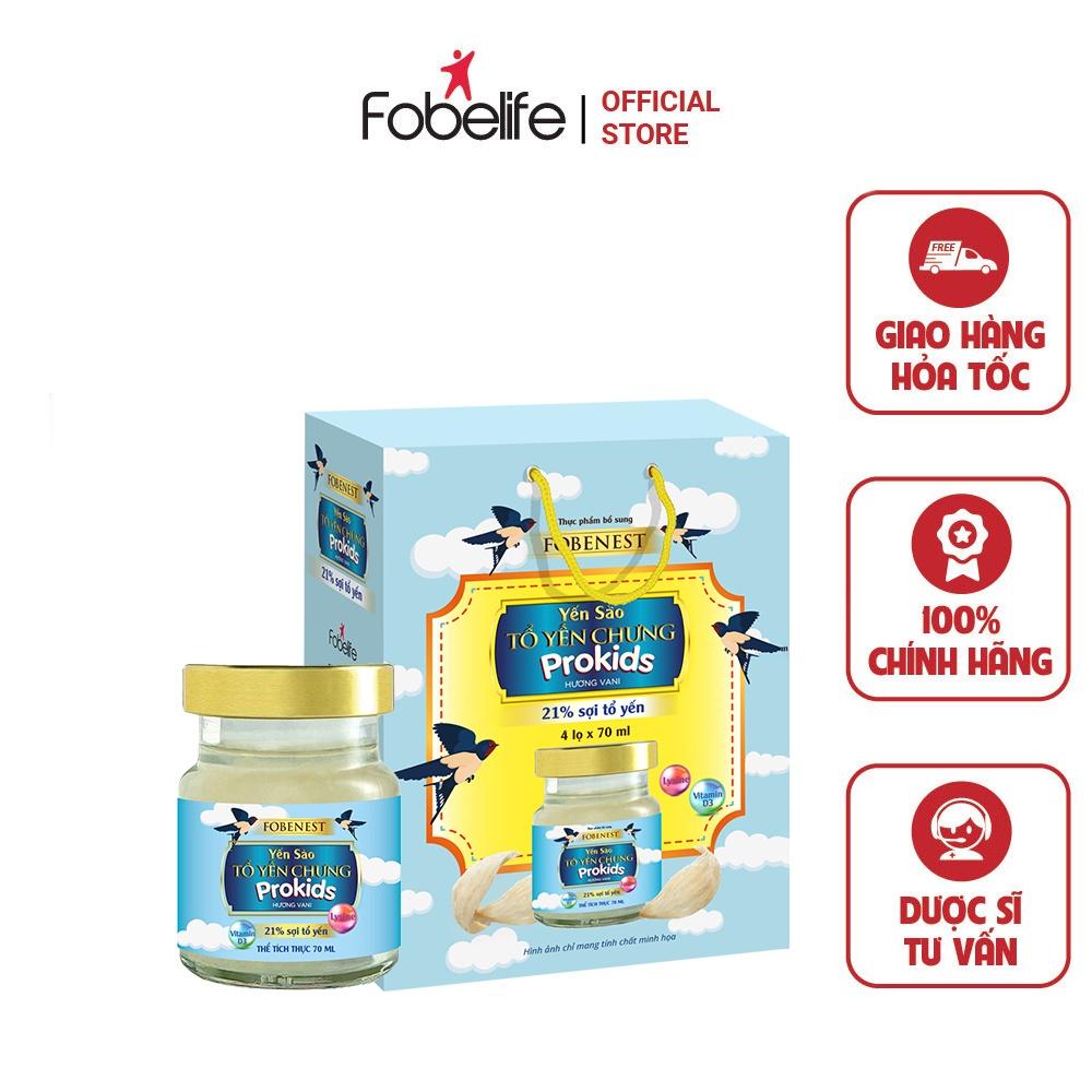 Hộp Yến Sào Tổ Yến Chưng Hương Vani 21% Yến Dành Cho Trẻ Em Prokids Fobelife - Lọ 70ml