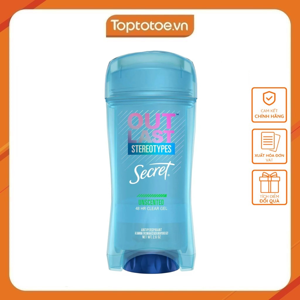 Lăn Khử Mùi Nữ Secret Deodorant Outlast Clear Gel Unscented 73g