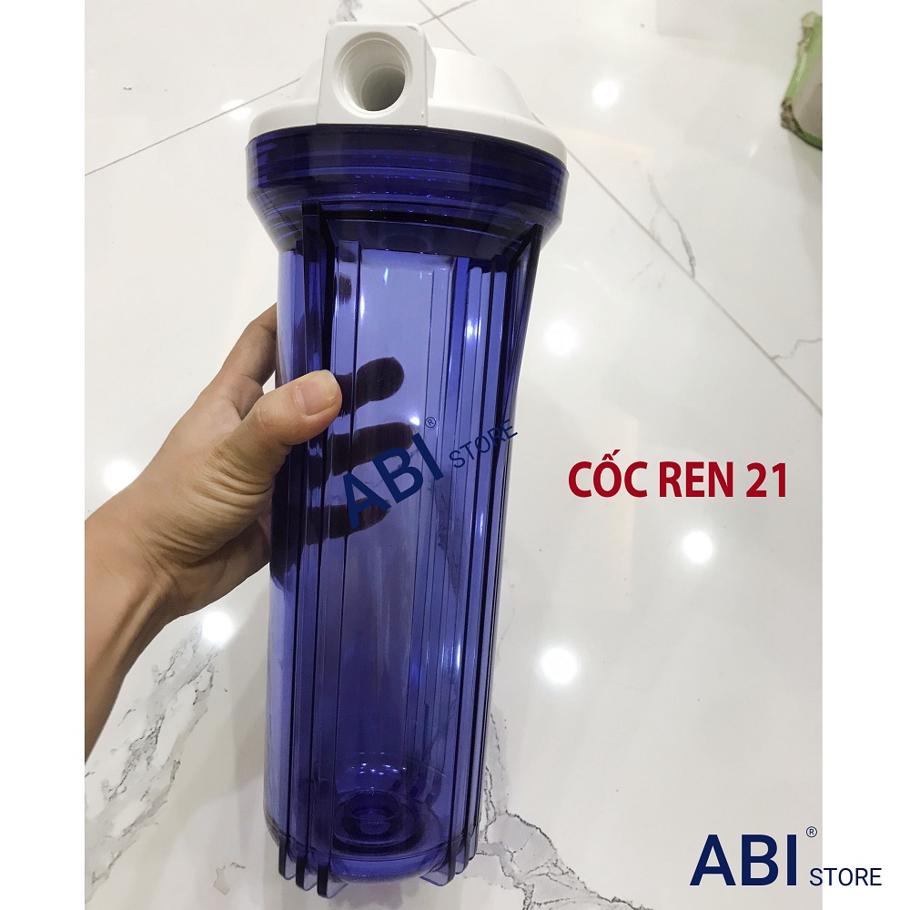 CỐC LỌC NƯỚC 10 INCH REN 21mm TRONG KÈM CÚT HÀNG ĐẸP GIÁ RẺ HÀ NỘI