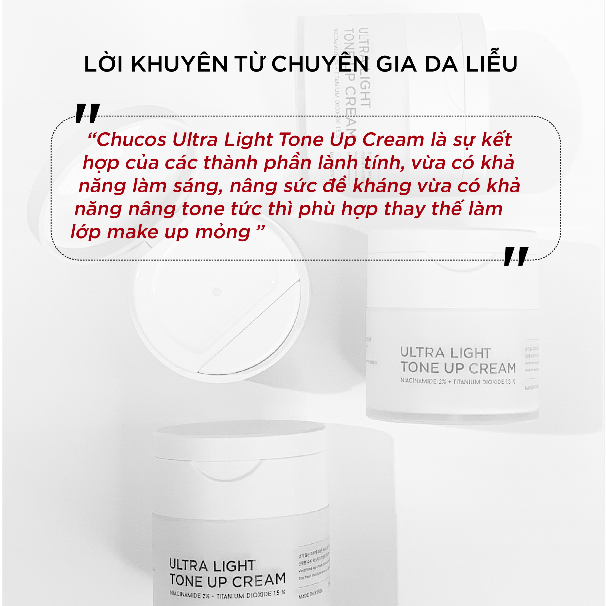 KEM NÂNG TONE VÀ LÀM SÁNG DA  CHUCOS ULTRA LIGHT TONE UP CREAM (50ml)