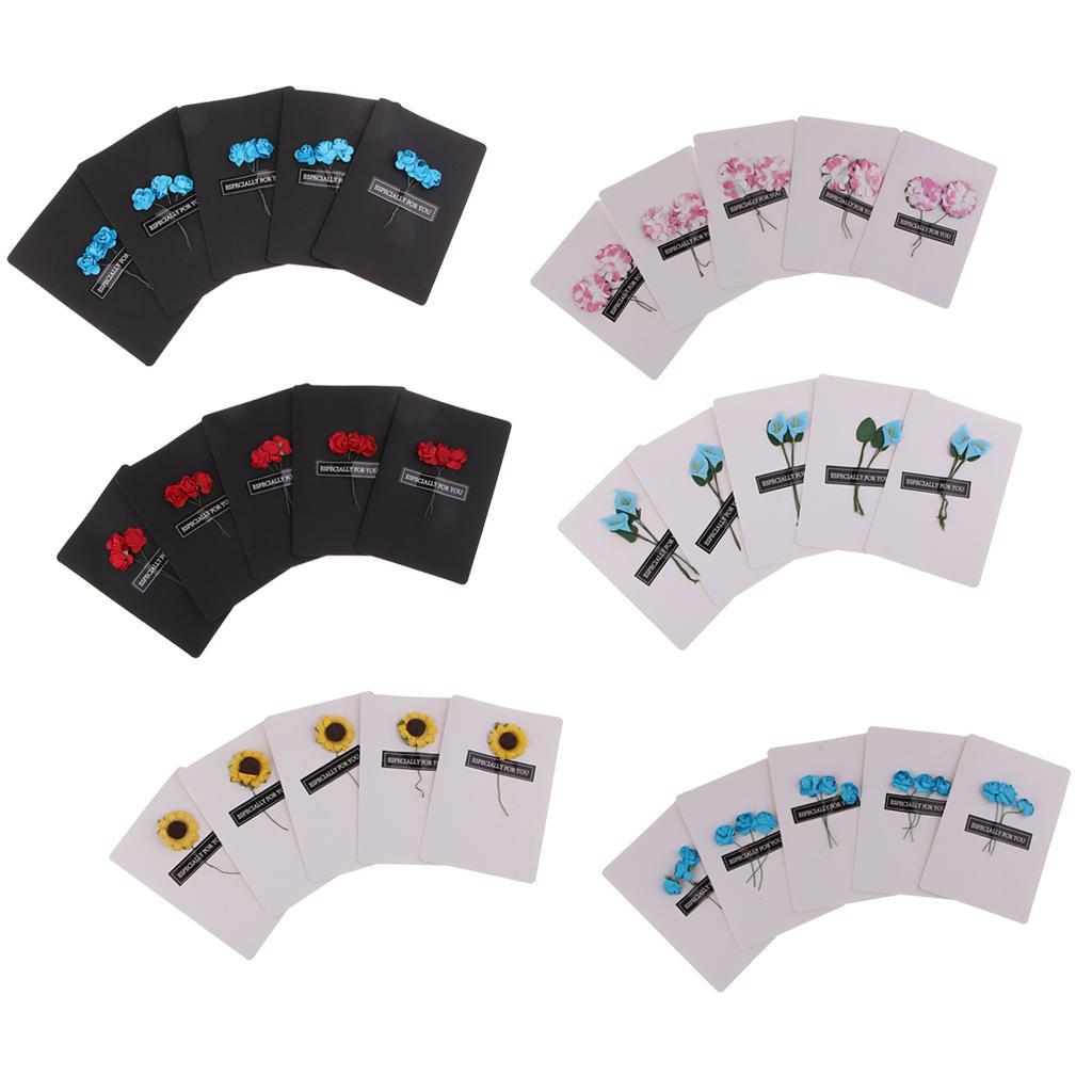 5 Pieces Handmade Greeting Cards Invitation Cards with Dried Flower Embellishments for Wedding Party, Graduation, Holiday, Birthday - 146 x 100mm