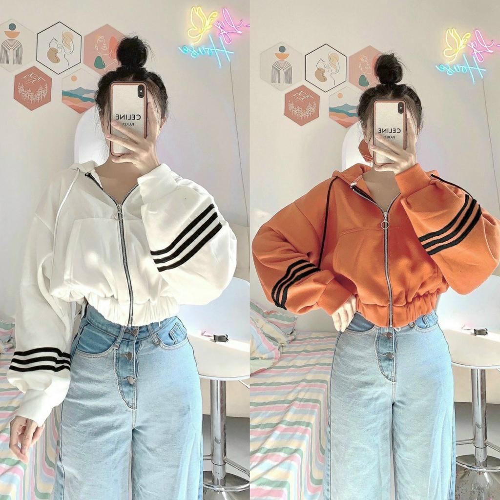 Áo Khoác Nỉ Form Rộng Lửng Sọc Tay Unisex Nam Nữ , Chất nỉ dày dặn 2 lớp - hàng có sẵn