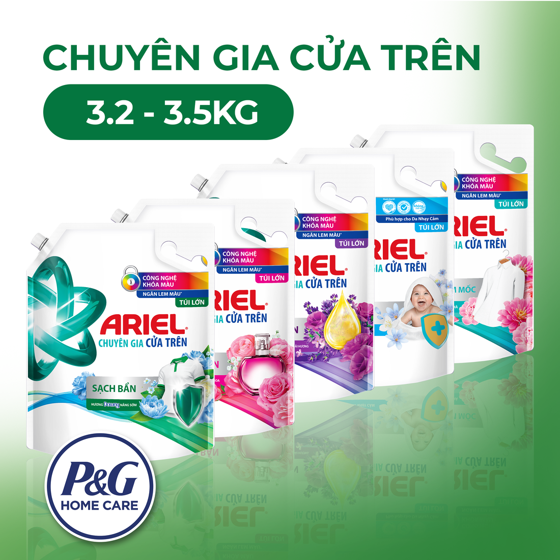 Nước Giặt ARIEL cửa trên Sạch bẩn Hương Nắng Sớm Túi 4.1 KG