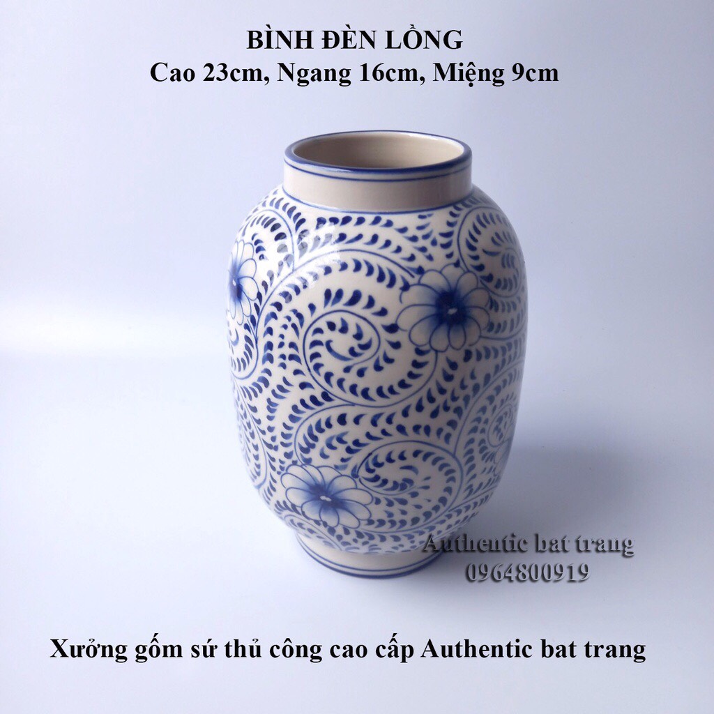 Bình cắm hoa vẽ họa tiết hoa dây Vuốt vẽ tay thủ công - sản phẩm gốm sứ bát tràng chính hãng 100%