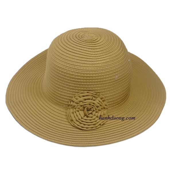 Nón bo nữ rộng vành 8cm có gắn nơ hoa dơn giản, vòng đầu 57cm, may kiểu xoắn độc đáo, thời trang - Hạnh Dương