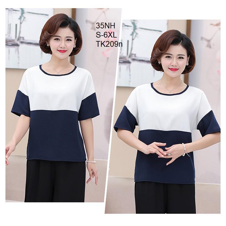 tk98-ÁO TRUNG NIÊN PHỐI MÀU TAY NGẮN S-6XL