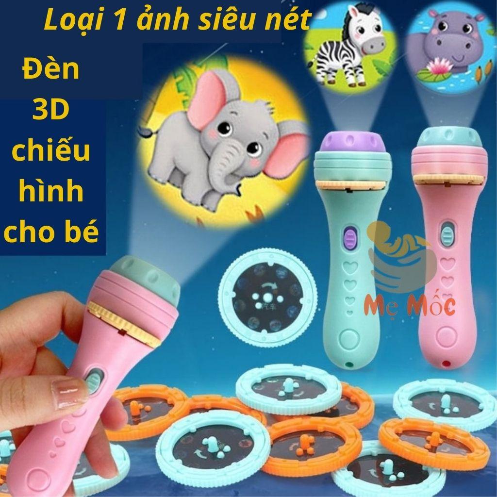 Đèn Pin Chiếu Hình Cho Bé 3D 80 hình và chủ đề Thông Minh Có Nhiều Hình Động Vật, hoa quả Đáng Yêu