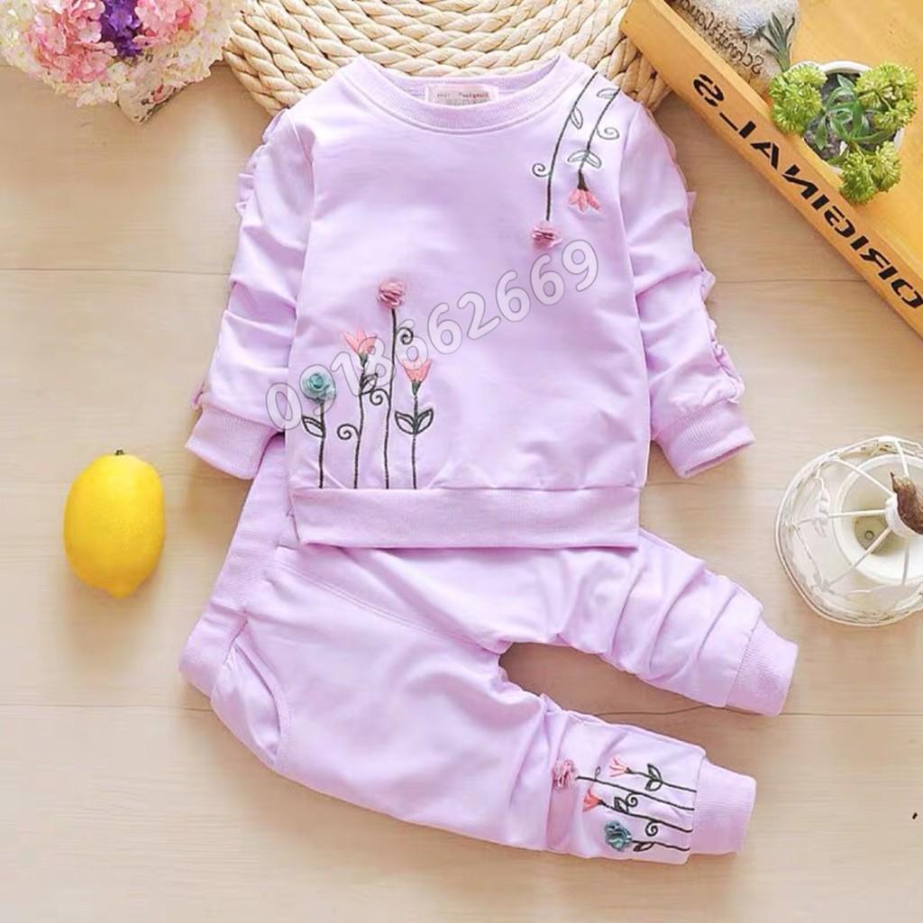 Bộ dài bé gái vải da cá loại 1 size 7-21kg