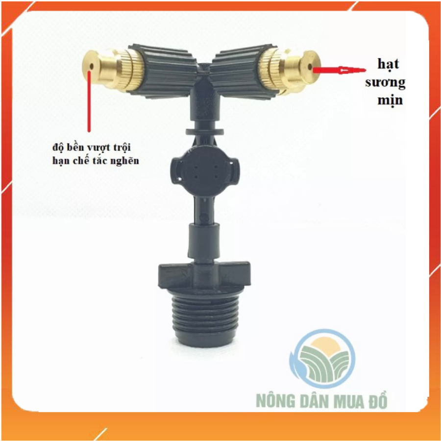 COMBO 10 Béc phun sương 4 hướng đầu đồng tưới lan loại 1 có van chống rỉ