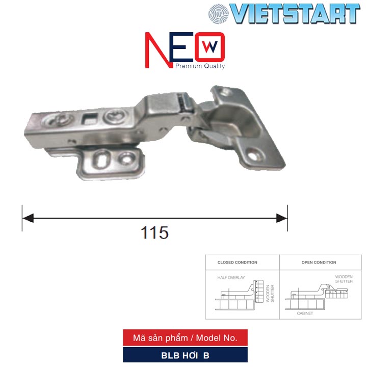 Bản lề cửa tủ-bản lề bật hơi Newneo chất liệu inox 201