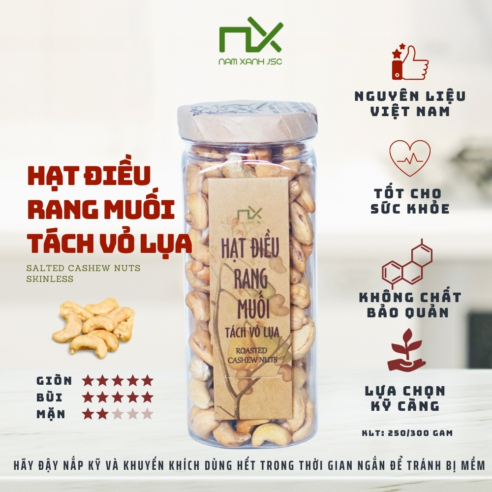 Hạt Điều Tách Vỏ Lụa 250g / Roasted Cashew Nuts – Skinless 250g