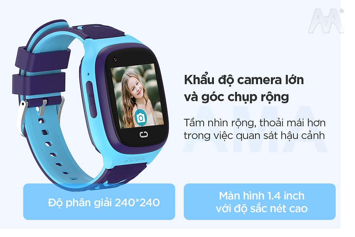 Đồng hồ Trẻ em Thông minh Lắp sim Gọi Video call Chống nước Định vị GPS Wifi AMA Watch LT31 Hàng nhập khẩu