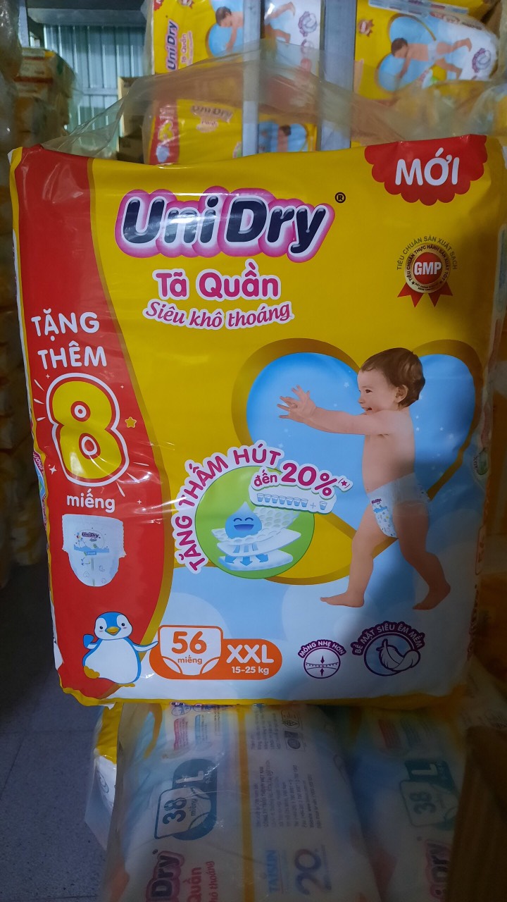 Tặng Thêm 4 Miếng Bên Trong - Tã Quần UniDry XXL68 +4 Siêu Khô Thoáng Cho Bé Từ 15-25kg - (Tiết Kiệm Hơn Unidry XXL54) Date luôn mới