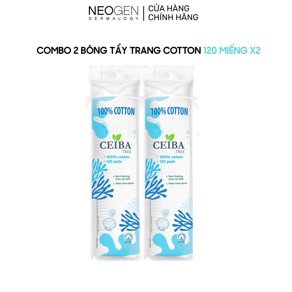 Combo 2 Bông Tẩy Trang Ceiba 100% Cotton Siêu Tiết Kiệm Dung Dịch 120 Miếng