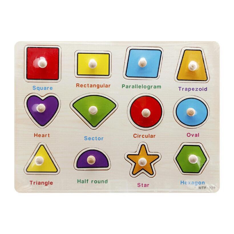 Đồ chơi thông minh - an toàn cho bé - combo 5 bảng núm gỗ nhiều chủ đề - mẫu ngẫu nhiên MK00166