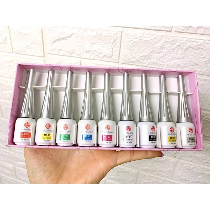 Gel vẽ cọ nét hoa hồng set 9 màu