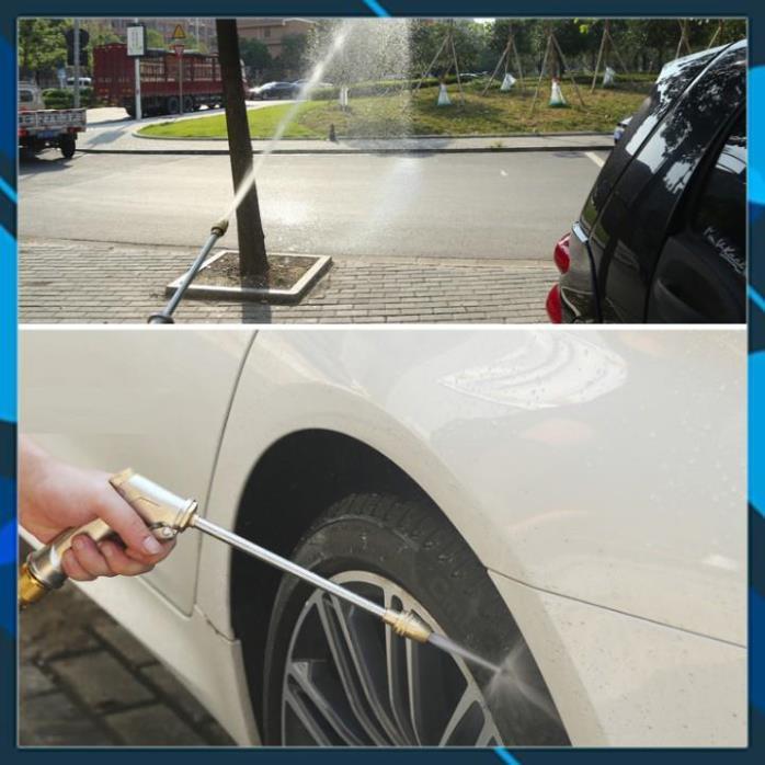 Vòi Xịt️ Bộ dây vòi xịt nước rửa xe, tưới cây , tăng áp 3 lần, loại 15m 206701-2 đầu đồng,cút đồng+ đai