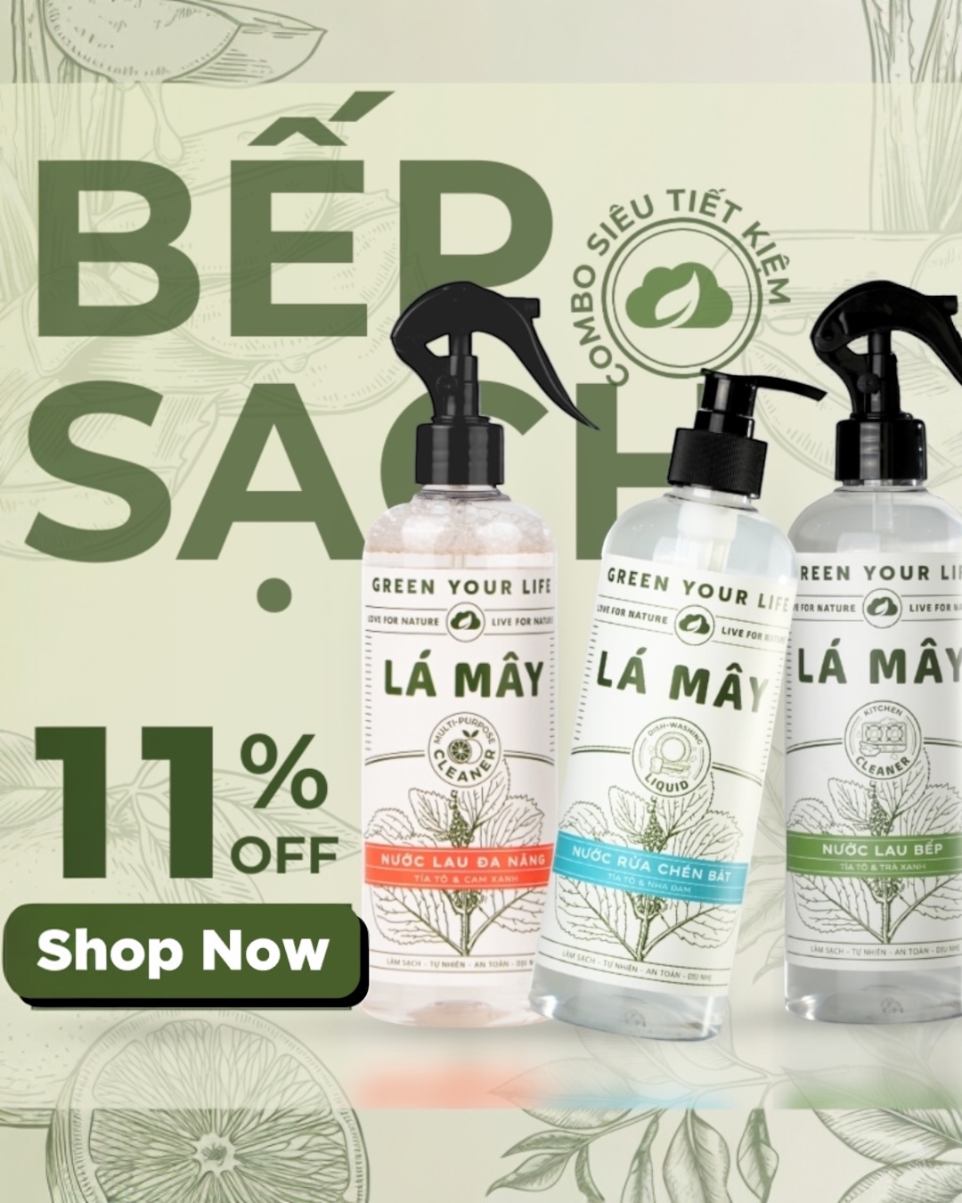 COMBO BẾP SẠCH LÁ MÂY