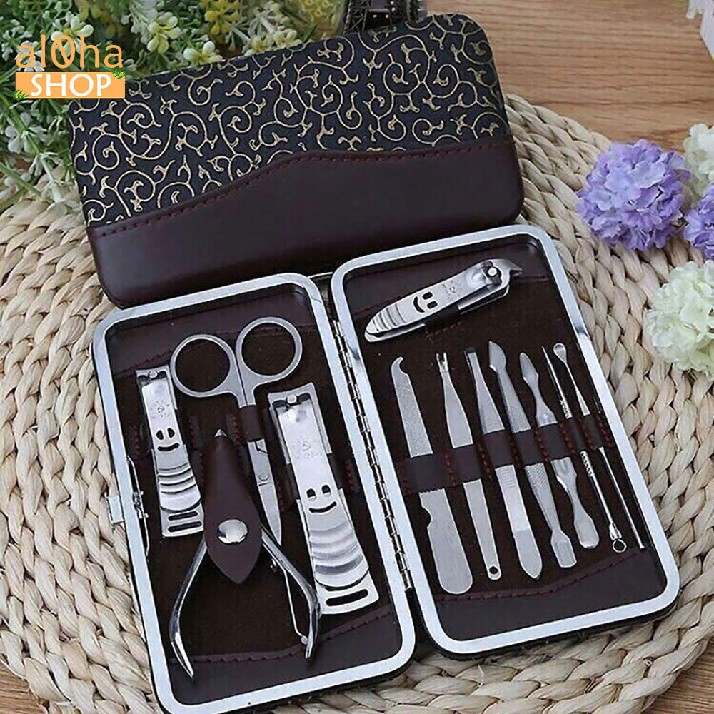 Bộ 12 món làm móng bấm, cắt móng tay, lấy ráy tai Nail Clipper thép không gỉ - al0ha Shop