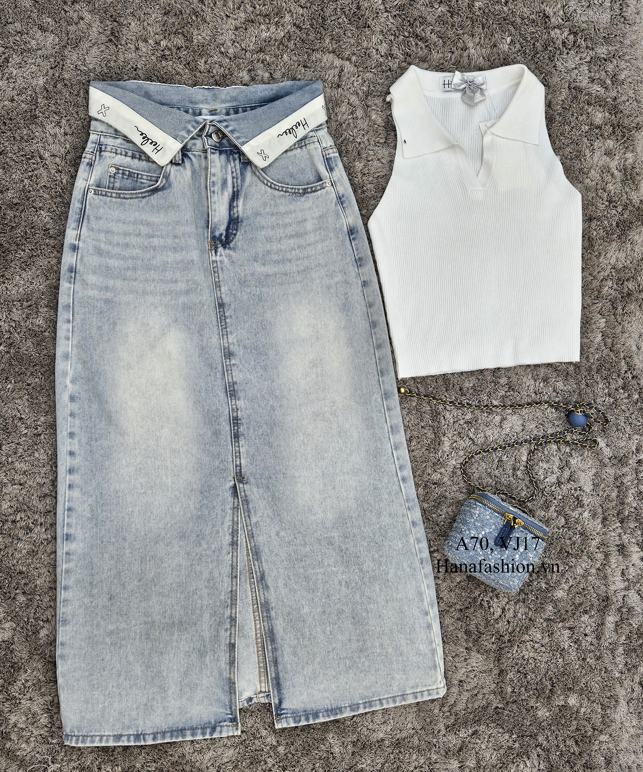 Chân váy Jeans cách điệu -VJ17