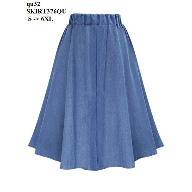 SKIRT294 CHÂN VÁY JEAN NỮ XÒE LƯNG THUN