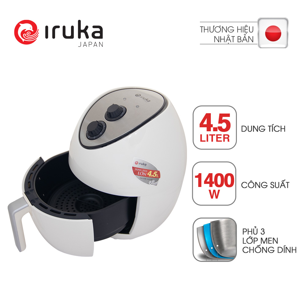 Nồi Chiên Chân Không Iruka I-68 (4.5L) - Trắng - Hàng chính hãng