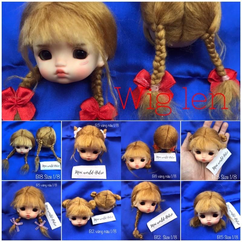 Wig len Tóc giả dành cho búp bê BJD Size 1/8, Baboliy, Amy handmade.