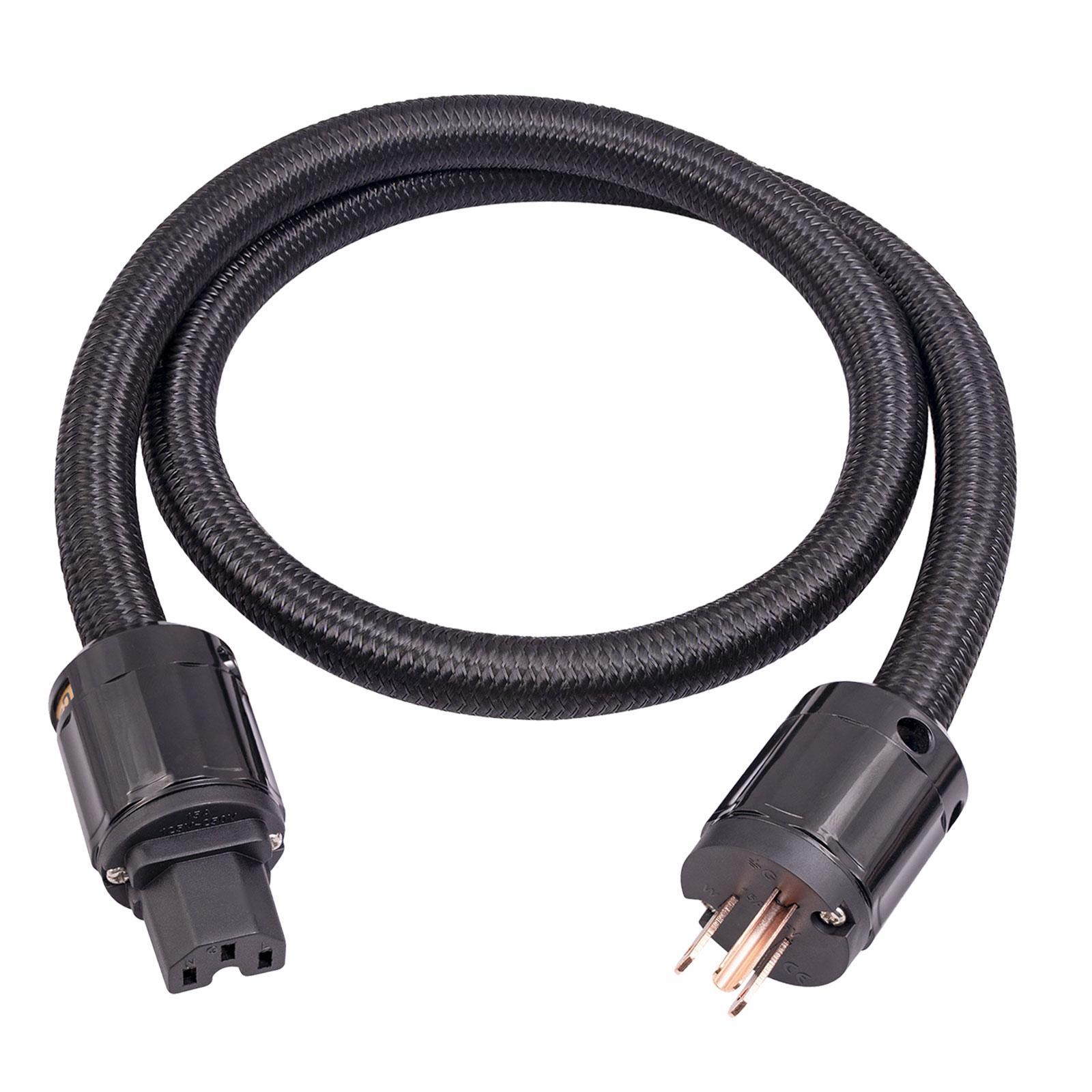 HiFi Audio Power Cord HiFi Audiophile Power Cord Male to Female Copper Replacement Audio Cable 1/2/3M Braided Sleeves 12AWG HiFi Power Cable