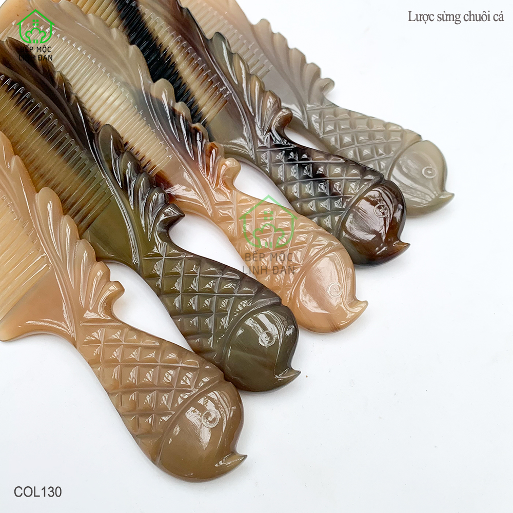 Lược sừng chuôi cá siêu đẹp (Size: XL-19cm) quà tặng chăm sóc tóc - COL130