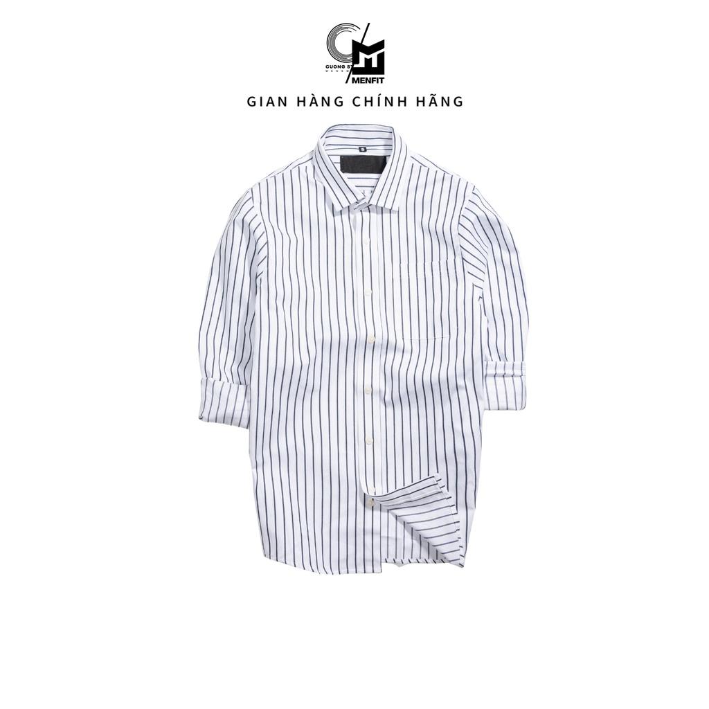 Áo sơ mi nam tay dài họa tiết sọc dọc 210048 chất vải Oxford cao cấp chuẩn form, tôn dáng, mền mịn - MENFIT