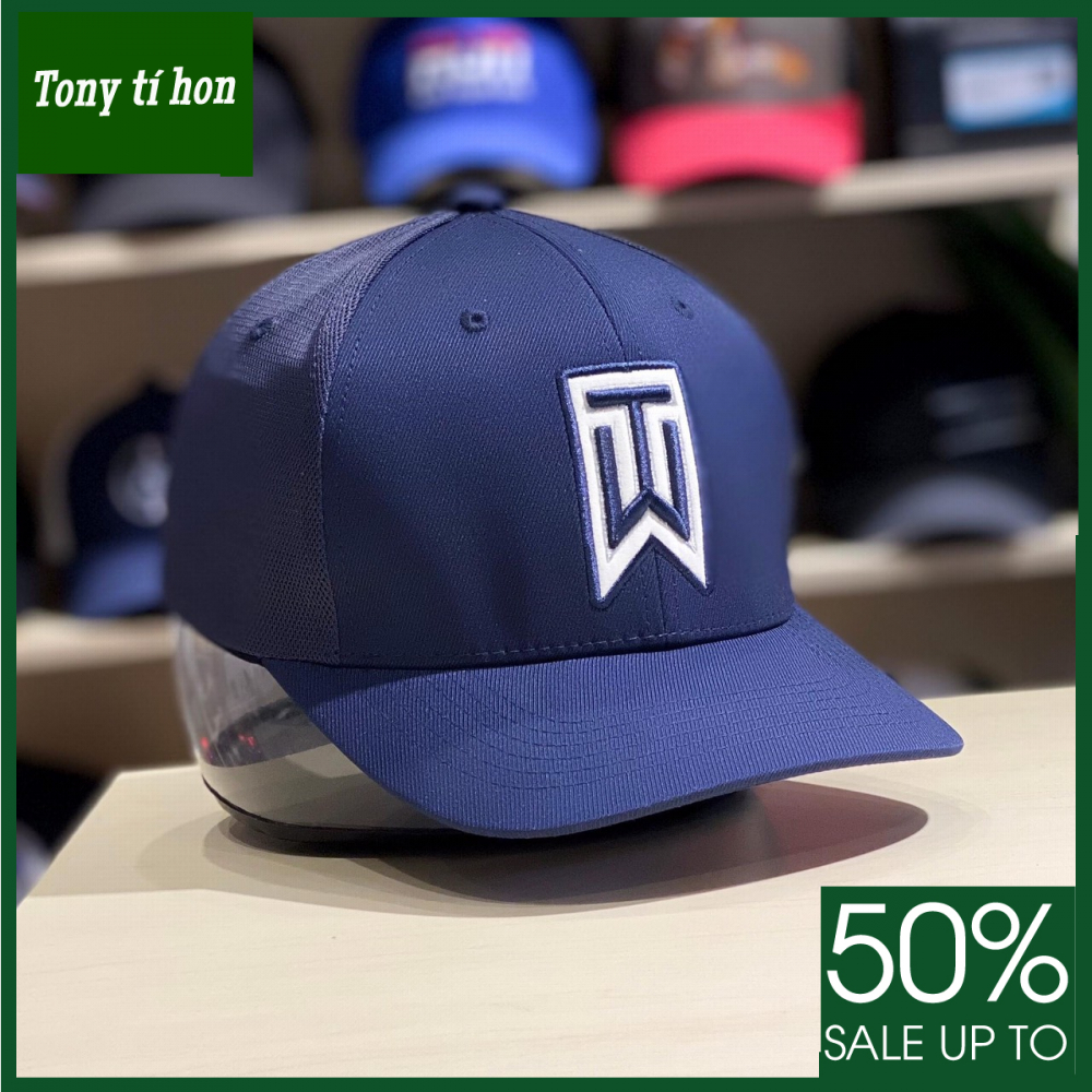 Tony tí hon - Mũ nón kết lưỡi trai bít đuôi thêu logo trắng thời trang nam nữ cao cấp - màu xanh / màu đen / màu trắng