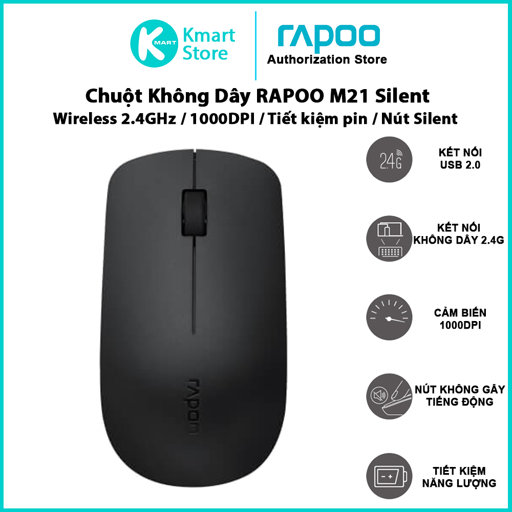 Chuột vi tính quang không dây Rapoo M21 Silent - Hàng chính hãng