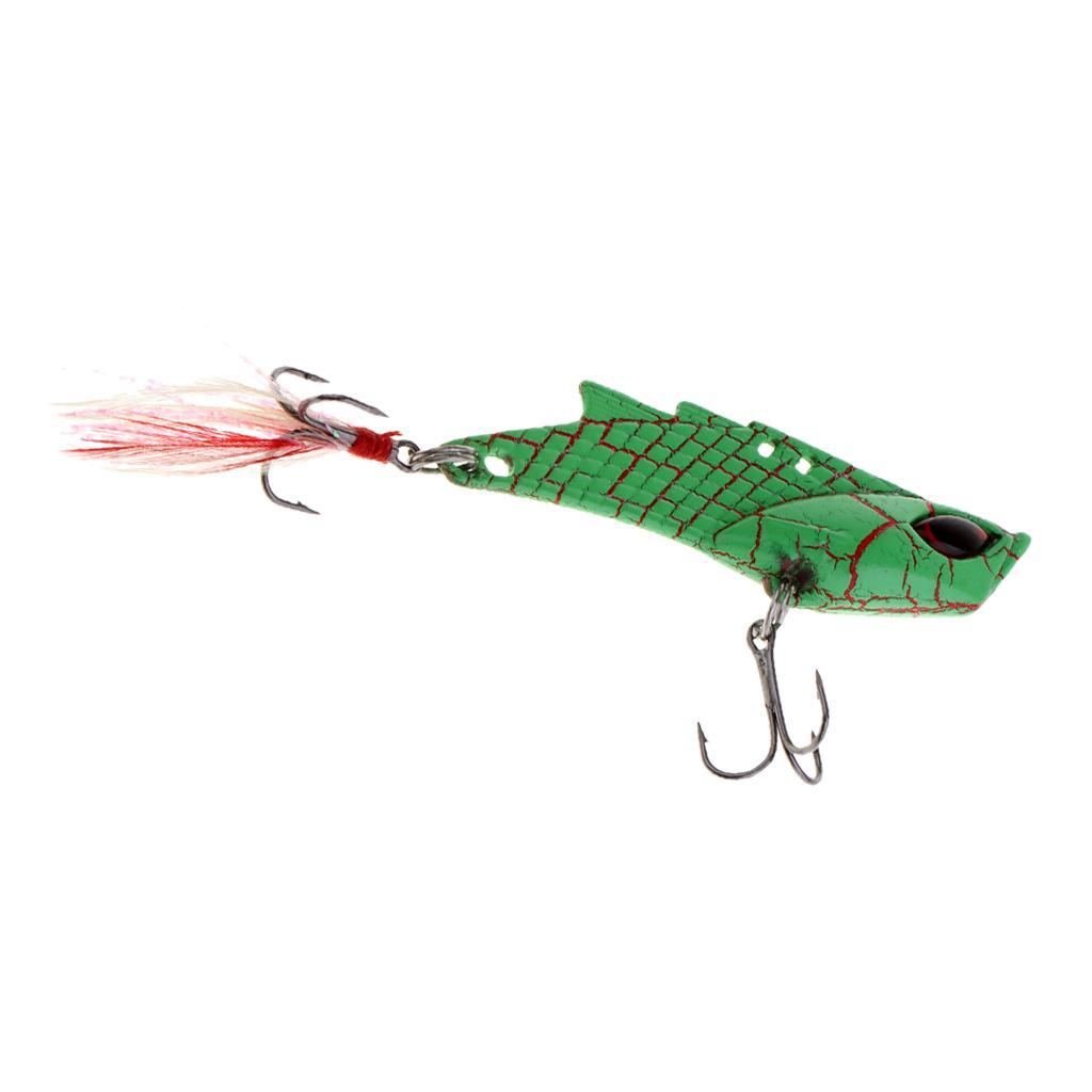 Metal VIB Fishing Lure Spinners Spoons Hard Bait Crankbaits with Feathers Treble Hooks