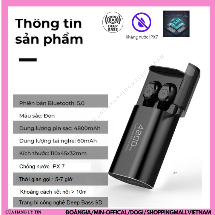 Tai nghe Bluetooth S11s 5.0 chống ồn và chống nước không dây kiêm sạc dự phòng 4800mAh bản quốc tế