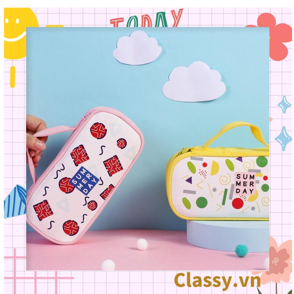 Túi vải dù Classy Đựng Bút Đựng Viết, Văn Phòng Phẩm, mỹ phẩm họa tiết hoạt hình có tay cầm, nhiều ngăn PK940
