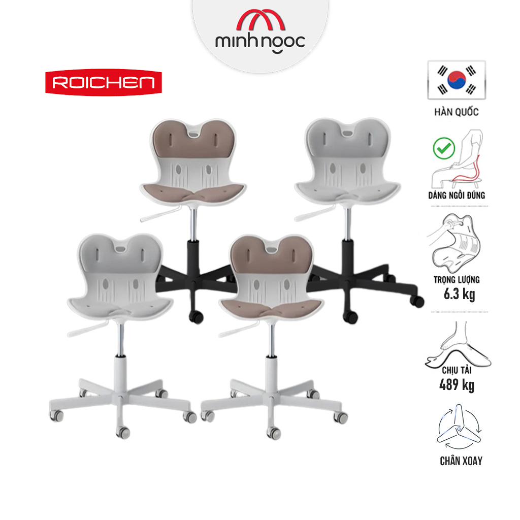 Ghế chỉnh dáng ngồi đúng có chân xoay Roichen - WOW Hàn Quốc. Nhiều màu lựa chọn.