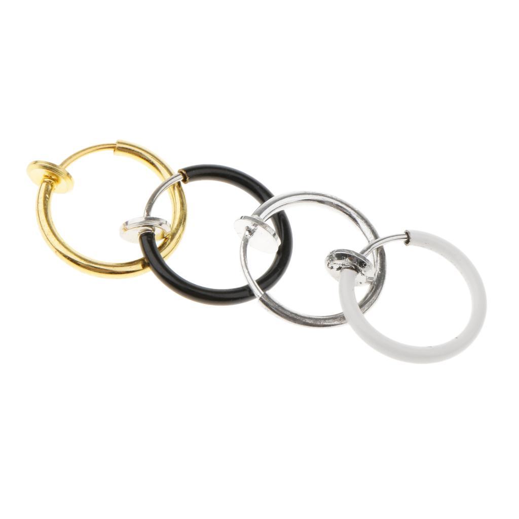4pcs Ear Hoops Lip Nose Septum for Women No Piercing Jewelry