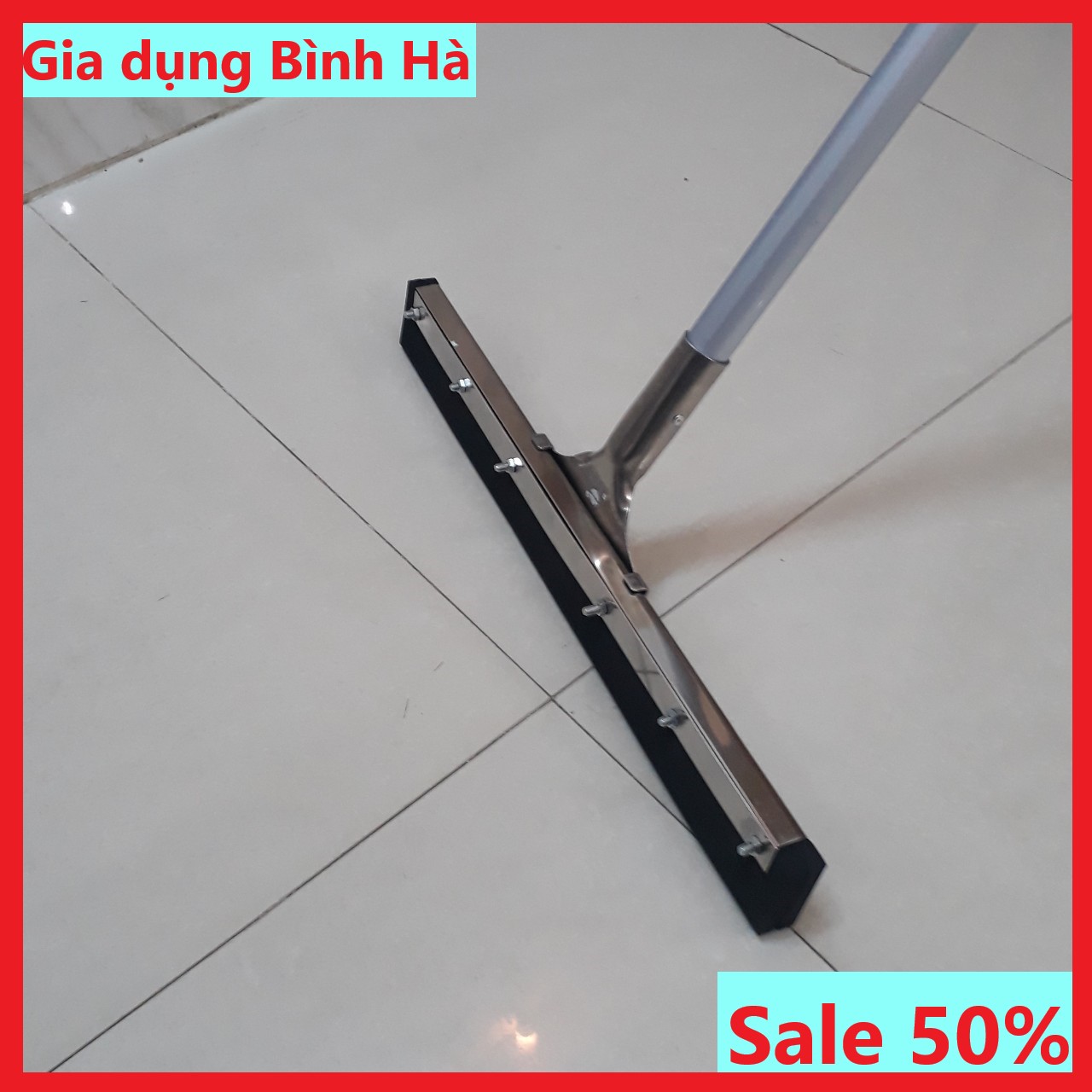 Cây gạt nước sàn công nghiệp inox cán dài bản 55cm