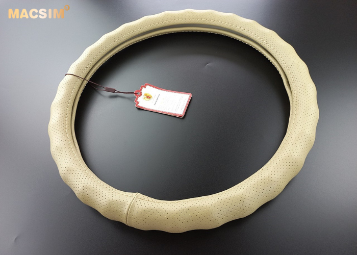 Bọc vô lăng cao cấp Macsim mã 8890 màu be - Chất liệu da thật 100%, khâu tay thủ công size M