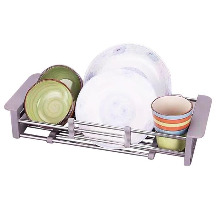 Khay Đựng Đồ Để Bồn Rửa Bát Inox, Gác Bồn Rửa Chén Có Thể Kéo Dài tiện lợi