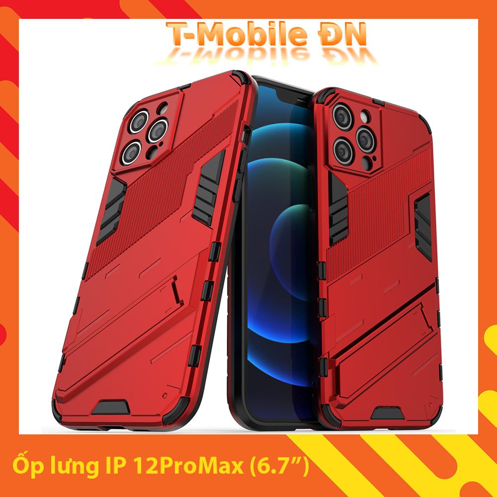 Ốp lưng cho iPhone 12 Pro Max, Ốp chống sốc Iron Man PUNK cao cấp kèm giá đỡ cho iPhone 12 Pro Max