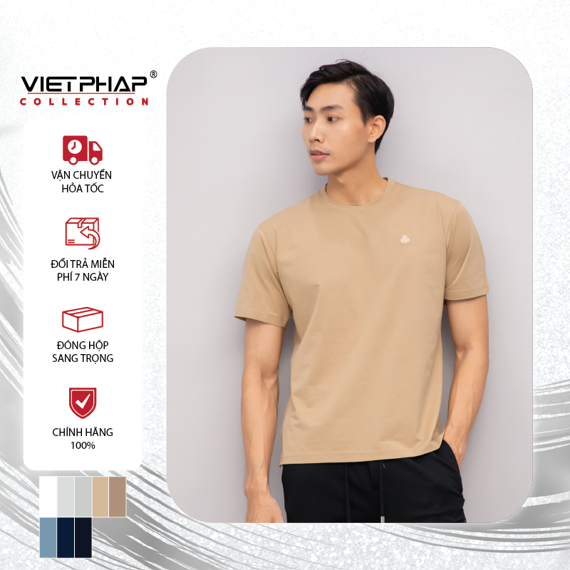 Áo Thun T-shirt Nam  Cao Cấp VIỆT PHÁP/ Form Basic - Chất liệu Cotton thoáng mát, thấm hút mồ hôi tốt 15502