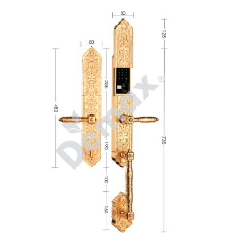 KHÓA ĐẠI SẢNH - BIỆT THỰ DEMAX SL888 24K BRASS - WIFI APP - HÀNG CHÍNH HÃNG