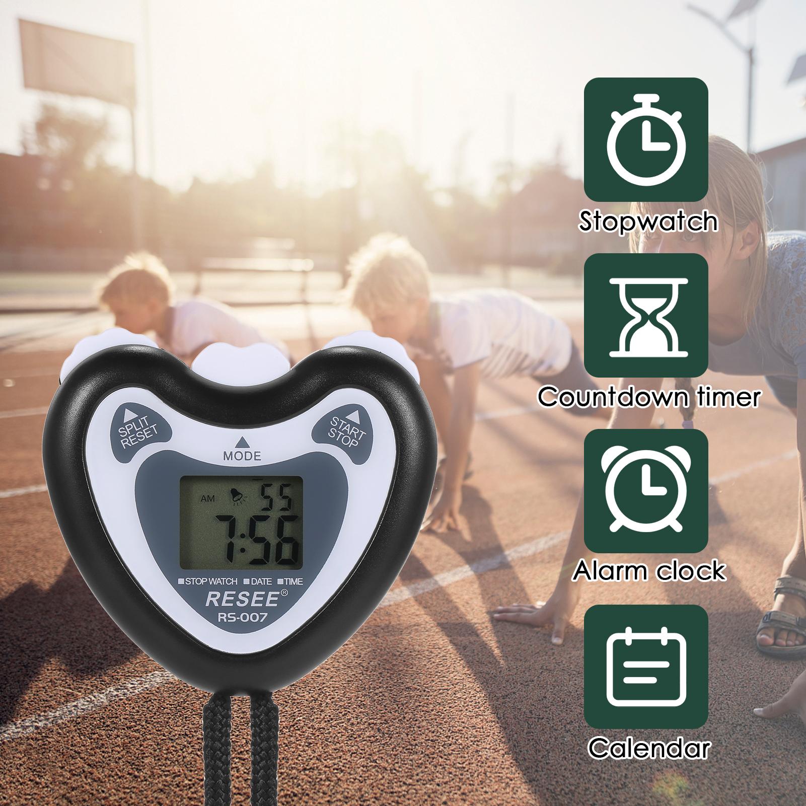 Digital Stopwatch and Whistle Set Sports Timer with Time Calendar Alarm for Marathon Running for Coaches and Referees