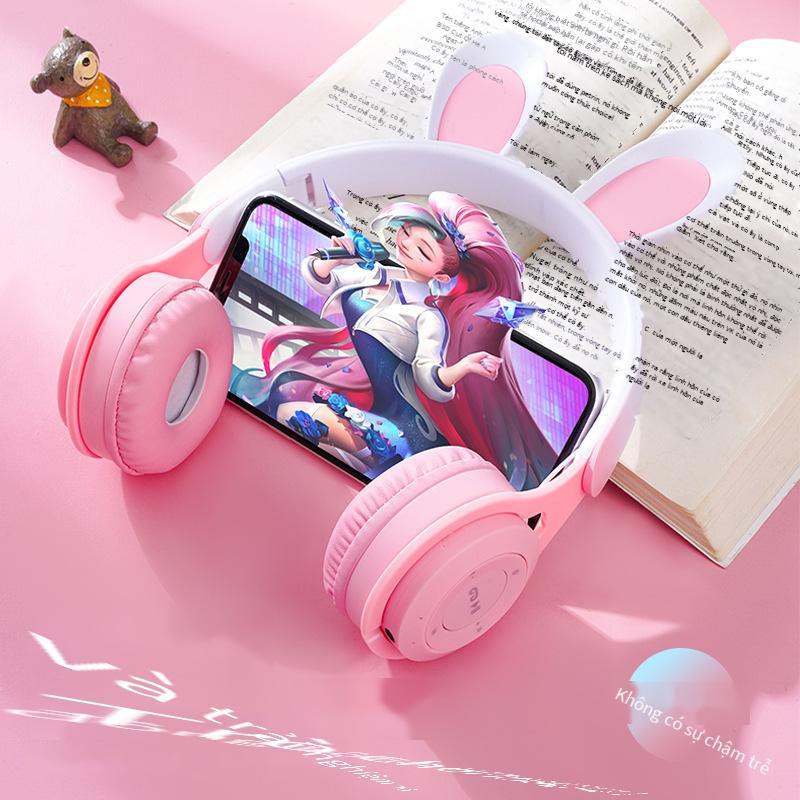 Ưu đãi đặc biệt Y08 Tai nghe tai thỏ Gradient Tai nghe Bluetooth gắn trên đầu Tai nghe nhạc tai thỏ gấp Gradient Mẫu Huaqiang North Explosion