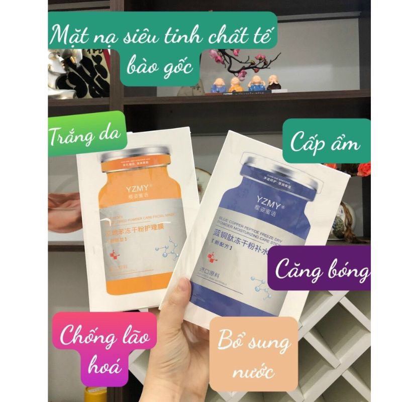 Combo hộp 10 miếng mặt nạ tế bào gốc vitamin C giúp trắng da căng bóng , dưỡng ẩm làm mịn da ,thu nhỏ lỗ  chân lông, loại bỏ tế bào chết,  giảm vết nhăn tăng độ đàn hồi, săn chắc cho da mịn màng  , tươi sáng 