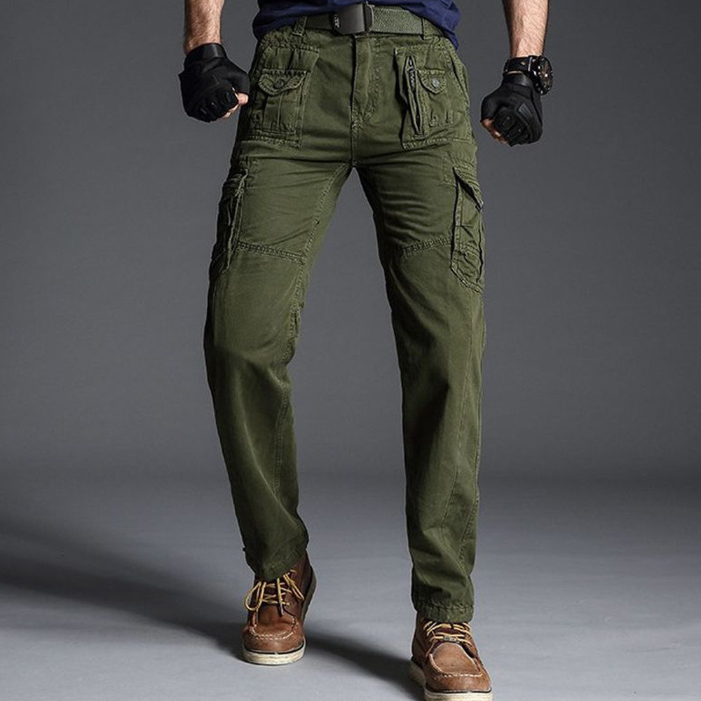 Quần nam dài Chinos Lỏng Thẳng Ngoài Trời chất liệu Cotton