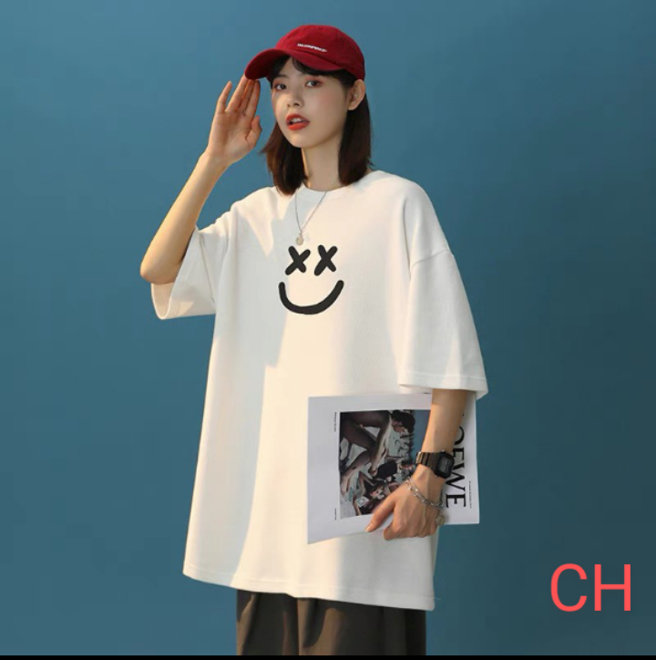 Áo thun tay lỡ unisex from rộng ,áo thun mặt cười XX nam nữ