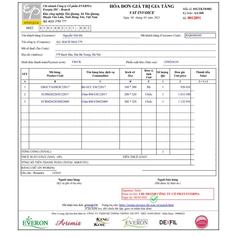 Bộ Summer Set ga chun, ga chun chần Everon ESM22009 đủ size