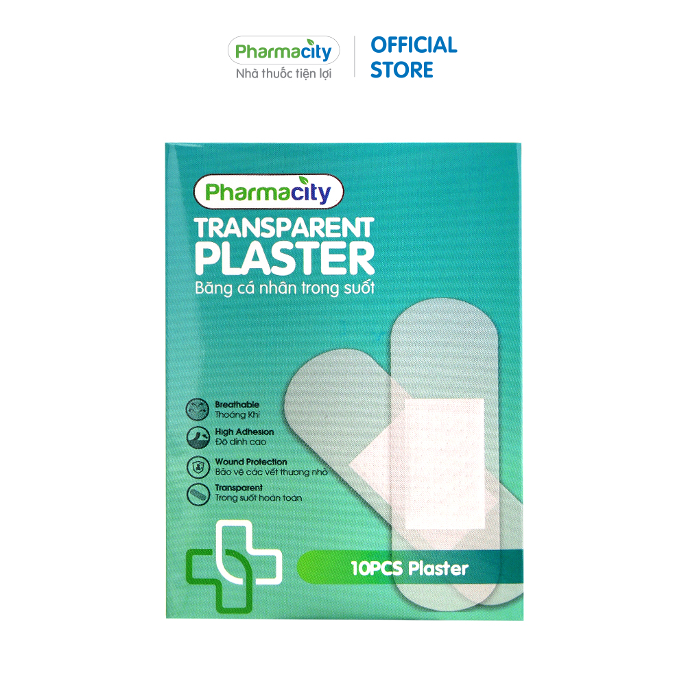 Băng cá nhân Pharmacity Plaster 72x18mm (Hộp 10 miếng)